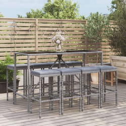 Vidaxl - Ensemble de bar de jardin 9 pcs avec coussins gris poly rotin