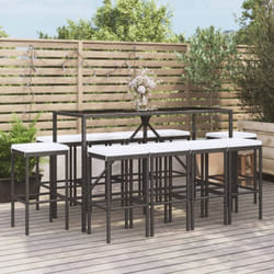 Vidaxl - Ensemble de bar de jardin 11 pcs avec coussins noir poly rotin