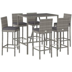 Vidaxl - Ensemble de bar de jardin 7 pcs avec coussins gris poly rotin