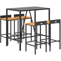 Vidaxl - Ensemble de bar jardin 5 pcs noir poly rotin/bois massif acacia
