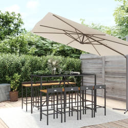 Vidaxl - Ensemble de bar jardin 9 pcs noir poly rotin/bois massif acacia