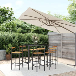Vidaxl - Ensemble de bar jardin 7 pcs noir poly rotin/bois massif acacia