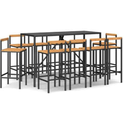 Vidaxl - Ensemble de bar jardin 11pcs noir poly rotin/bois massif acacia
