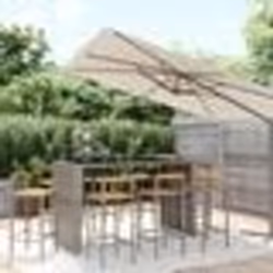 vidaXL Ensemble de bar jardin 9 pcs gris poly rotin/bois massif acacia