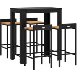 Vidaxl - Ensemble de bar jardin 5 pcs noir poly rotin/bois massif acacia