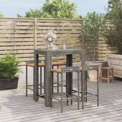 Vidaxl - Ensemble de bar jardin 5 pcs gris poly rotin/bois massif acacia