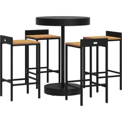 Vidaxl - Ensemble de bar jardin 5 pcs noir poly rotin/bois massif acacia