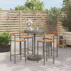 Vidaxl - Ensemble de bar jardin 5 pcs gris poly rotin/bois massif acacia