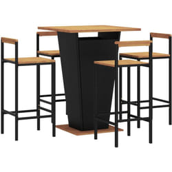 Vidaxl - Ensemble de bar jardin 5 pcs noir poly rotin/bois massif acacia
