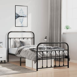 Cadre de lit métal sans matelas avec pied de lit noir 100x190cm Vidaxl
