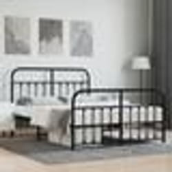 vidaXL Cadre de lit métal avec tête de lit-pied de lit noir 140x190 cm 352596