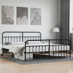 vidaXL Cadre de lit métal avec tête de lit-pied de lit noir 193x203 cm 352602