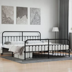 vidaXL Cadre de lit métal sans matelas avec pied de lit noir 200x200cm