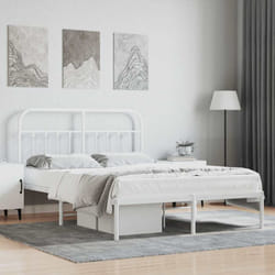 Cadre De Lit Métal Sans Matelas Et Tête De Lit Blanc 135x190 Cm Vidaxl