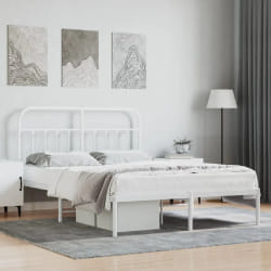 vidaXL Cadre de lit métal sans matelas et tête de lit blanc 140x190 cm