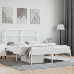 Vidaxl - Cadre de lit métal avec tête de lit blanc 140x200 cm