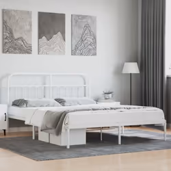 Cadre de lit en métal blanc VIDAXL 160x200 cm - Classique - Intemporel - Avec tiroirs
