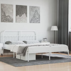 Cadre de lit en métal blanc VIDAXL 160x200 cm - Classique - Intemporel - Avec tiroirs