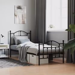 vidaXL Cadre de lit métal sans matelas avec pied de lit noir 90x190 cm - 90 x 190 cm