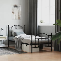 vidaXL Cadre de lit métal sans matelas avec pied de lit noir 90x190 cm - 90 x 190 cm