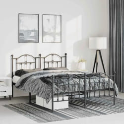 vidaXL Cadre de lit métal sans matelas avec pied de lit noir 135x190cm - 135 x 190 cm