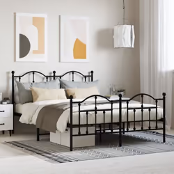 vidaXL Cadre de lit métal sans matelas avec pied de lit noir 140x190cm - 140 x 190 cm