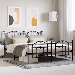 vidaXL Cadre de lit métal sans matelas avec pied de lit noir 160x200cm - 160 x 200 cm