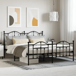 vidaXL Cadre de lit métal sans matelas avec pied de lit noir 160x200cm - 160 x 200 cm