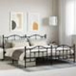 vidaXL Cadre de lit métal sans matelas avec pied de lit noir 200x200cm - 200 x 200 cm
