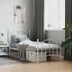 vidaXL Cadre de lit métal sans matelas avec pied de lit blanc 90x200cm - 180 x 200 cm