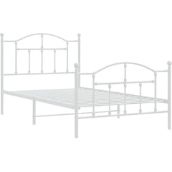 Cadre de lit métal sans matelas et pied de lit blanc 100x190 cm Vidaxl