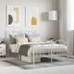 vidaXL Cadre de lit métal sans matelas et pied de lit blanc 120x200 cm - 120 x 200 cm