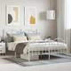 vidaXL Cadre de lit métal sans matelas et pied de lit blanc 140x200 cm - 140 x 200 cm