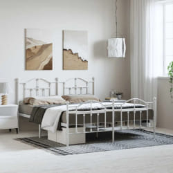 vidaXL Cadre de lit métal sans matelas et pied de lit blanc 183x213 cm
