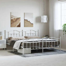 vidaXL Cadre de lit métal sans matelas et pied de lit blanc 193x203 cm