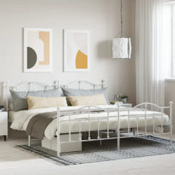 vidaXL Cadre de lit métal sans matelas et pied de lit blanc 200x200 cm - 200 x 200 cm