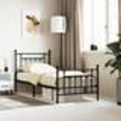 vidaXL Cadre de lit métal sans matelas avec pied de lit noir 90x200 cm - 180 x 200 cm