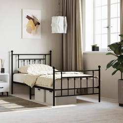 vidaXL Cadre de lit métal avec tête de lit-pied de lit noir 100x190 cm 353549