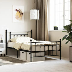 vidaXL Cadre de lit métal sans matelas avec pied de lit noir 107x203cm