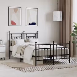 vidaXL Cadre de lit métal sans matelas avec pied de lit noir 120x190cm - 120 x 190 cm