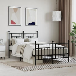 vidaXL Cadre de lit métal sans matelas avec pied de lit noir 120x190cm - 120 x 190 cm
