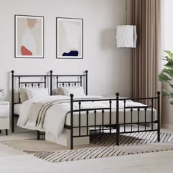 vidaXL Cadre de lit métal sans matelas avec pied de lit noir 140x200cm - 140 x 200 cm