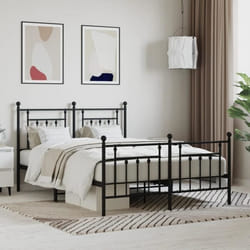 vidaXL Cadre de lit métal sans matelas avec pied de lit noir 140x200cm - 140 x 200 cm