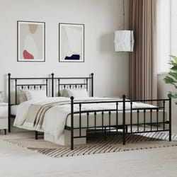 vidaXL Cadre de lit métal sans matelas avec pied de lit noir 180x200cm - 180 x 200 cm