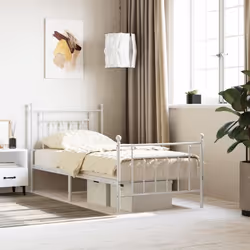vidaXL Cadre de lit métal avec tête de lit-pied de lit blanc 90x190 cm 353596
