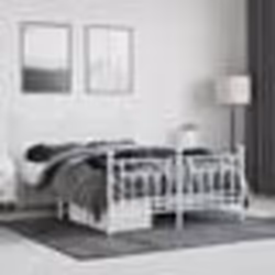 vidaXL Cadre de lit métal sans matelas et pied de lit blanc 140x190 cm - 140 x 190 cm