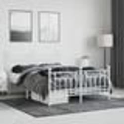 vidaXL Cadre de lit métal sans matelas et pied de lit blanc 140x190 cm - 140 x 190 cm