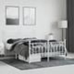vidaXL Cadre de lit métal sans matelas et pied de lit blanc 140x200 cm - 180 x 200 cm