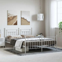 vidaXL Cadre de lit métal sans matelas et pied de lit blanc 183x213 cm
