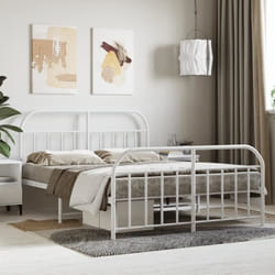Cadre De Lit Métal Sans Matelas Et Pied De Lit Blanc 135x190 Cm Vidaxl